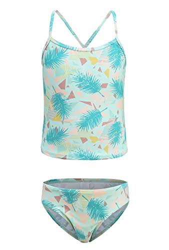Image of Girls Two Piece Tankini Swimsuits Hawaiian Ruffle Bathing Suit Summer Beach Swimwear Set