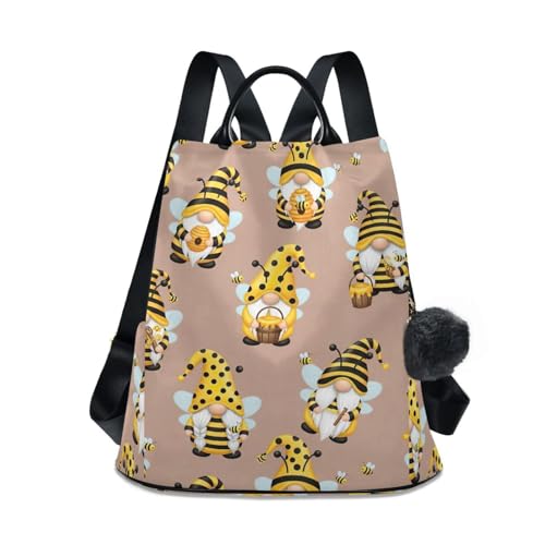 Sac à dos pour femme plusieurs poches imperméable imprimé gnomes bee