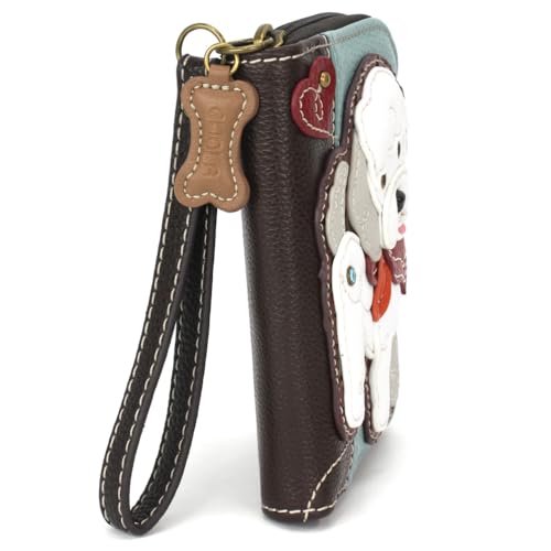 Image of CHALA Zip Around Wallet, Wristlet, 8 Credit Card Slots, Sturdy Pu Leather- Poodle A - blue