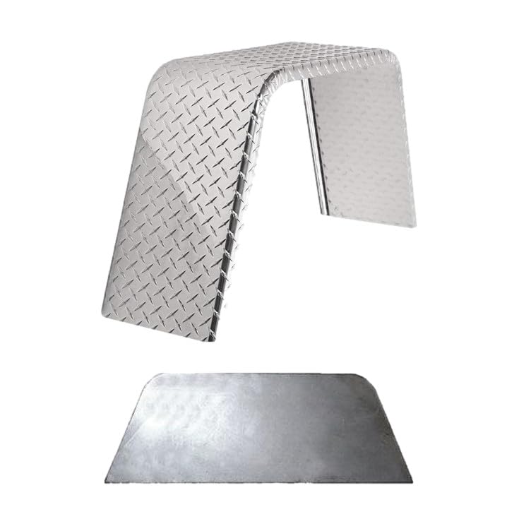 Premium Diamond Plate Aluminum Flat Top Fender - 28”L x 8”W x 10”H | Durable .056” Thick with Fender Back for Ultimate Protection & Stylish Trailer Upgrade
