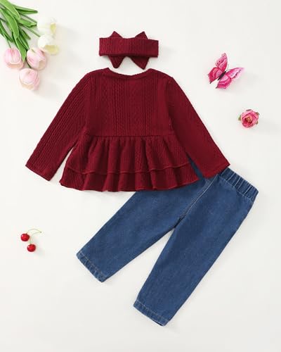 Image of Renotemy Baby Girl Clothes Toddler Girl Clothes Outfits Infant Clothing Jeans Pants Set Cute Clothes Set for Girls