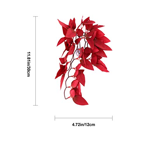Popetpop Aquarium Artificial Plant Fake Aquatic Plants Suction Cup Rattan Ornament For Fish Tank Landscape Decoration Red #TOP1