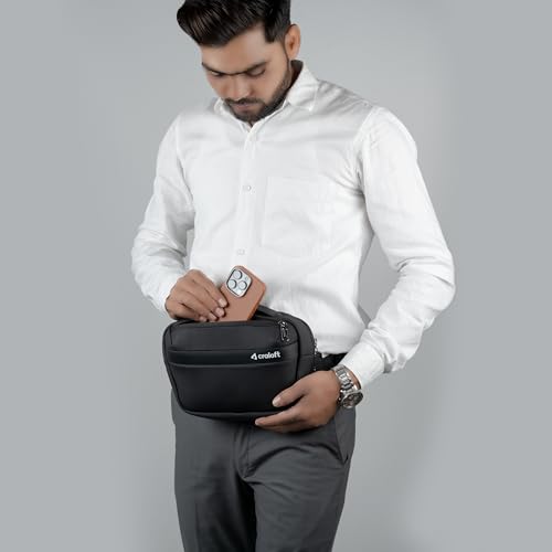 Image of CRALOFT Travel Waist Pouch Fanny Bag for Men & Women, Water-Resistance EVA 600GSM Polyster Crossbody Bag for Man & Woman, Stylish Chest Bag for Mobile Money Passport