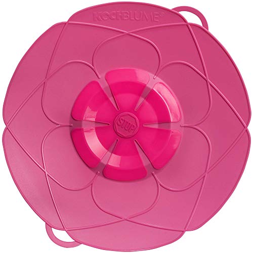 Kochblume das Original Silikon Überkochschutz für Töpfe und Pfannen Mikrowellen-Deckel Spritzschutz und Dampfgar-Aufsatz | (pink L | Topfgröße 14-24cm)