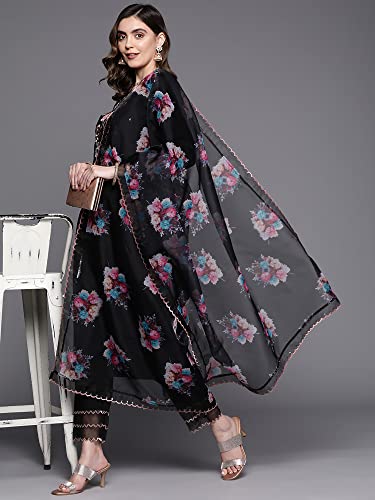 Image of INDO ERA Women's Viscose Embroidered Straight Kurta Pant With Dupatta Set
