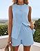 ZESICA Women's 2026 Summer 2 Piece Short Sets Sleeveless Crew Neck Suit Vest Tops High Waist Shorts Business Outfits,Blue,Medium