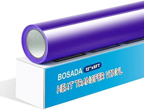 BOSADA Heat Transfer Vinyl 12" x 5ft HTV Iron on Transfer Paper for DIY Clothing,Logo,Hat,Fabric (Red)