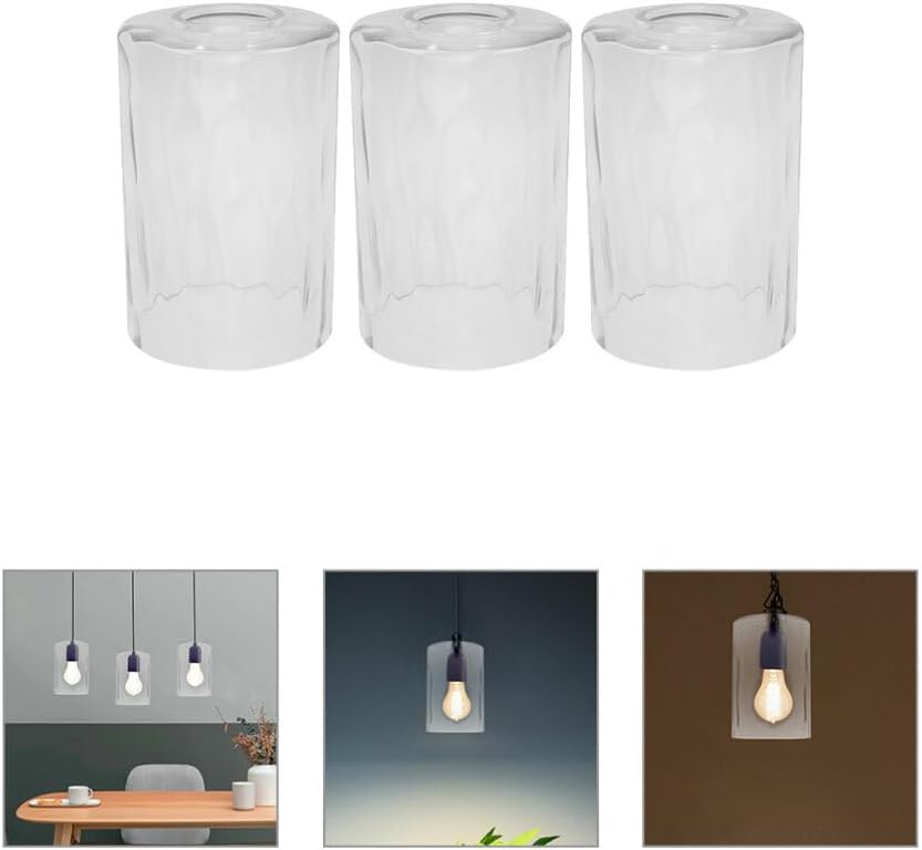 3pcs Pattern Glass Lamp Shades for Pendant Lighting Elegant Replacement Shades for Light Fixtures High Light Transmission for Home Decor