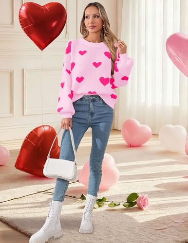 Image of Libsorge Womens Valentine Heart Sweater 2026 Valentines Day Trendy Cute Oversized Long Sleeve Pullover Sweaters