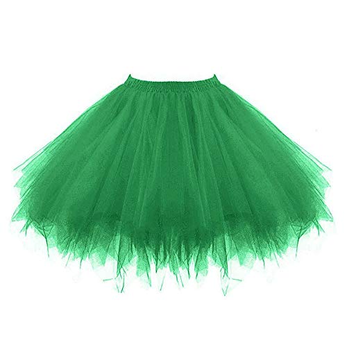 Nuqqichongtian Feen Kostüm Damen Tüllrock Grün,Damen Tütü Rock 50Er Ballett Unterrock Elastische Crinoline Petticoat Hohe Taille Mini Ballettrock...