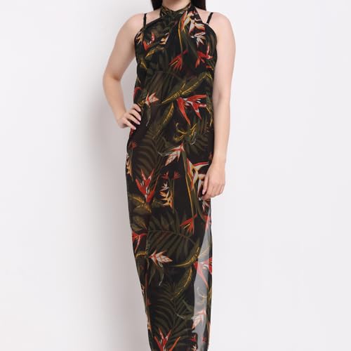 Image of EROTISSCH Women's Poly Georgette One-Piece Swimsuit Cover-Up Sarong, Made of 100% Polyester, Quick-Dry, Lightweight Beachwear for Girls with Adjustable Halter Neck, Suitable for Beach,Resort&Pool