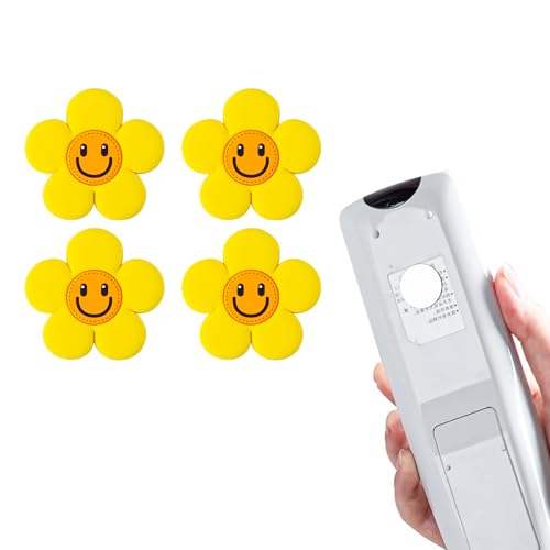 Fgelmyn 4 Pcs Magnetic Remote Control Holder Wall Mount Bedside,TV Hanging Flowers Remote Control Storage for Home Office Hotel, Control Organizer Wall Mount Decor for Inside Yellow