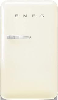 FAB10 50's Retro Style Aesthetic Refrigerator with 4.48 Cu Total Capacity, 2 Glass Shelves, LED Internal Light, 22-Inches, Cream Right Hand Hinge Made In Italy