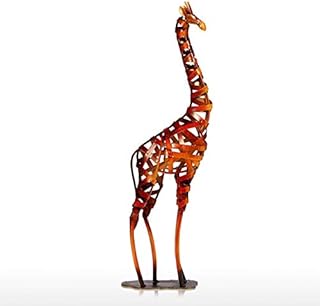 Tomfeel Metal Braided Giraffe Sculpture Unique Giraffe Table Ornament Red Iron Giraffe Figure Fun Animal Furnishing Articles Handicrafts Standing Sculpture Ornament for Home Office Chrismas Xmas Gift
