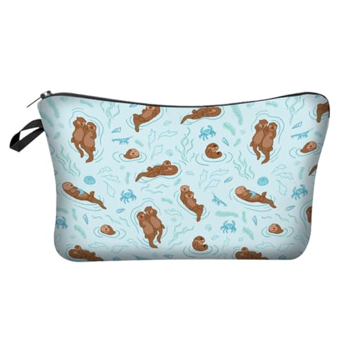DECHOUS Neceser de Viaje Estampado de Nutria Bolsa de Maquillaje Portátil Organizador Compacto para Almacenamiento de Cosméticos y Artículos de Tocador Unisex Tamaño Mediano