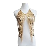 ボディチェーン メタル スパンコール タッセル ハーネス ネックレス ブラ レディース ビキニ 合金 ベリー ウエスト