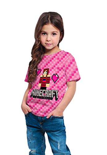 Camiseta Infantil Menina Minecraft Rosa