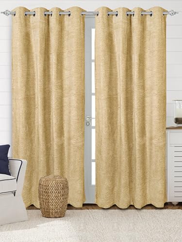 Image of Saral Home Pacman Chenille Blackout Door Curtains 2pc, Gold 4X7 Ft