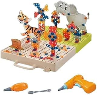 مجموعة فن الفسيفساء الخشبية للاطفال، بلاط ملون، نمر، فيل، شخصيات فراشة