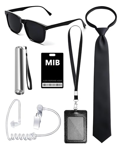 Asekonc Agent Costume Secret Service Costume Set, Spy Kit Accessories for Men & Women, Black Noir...