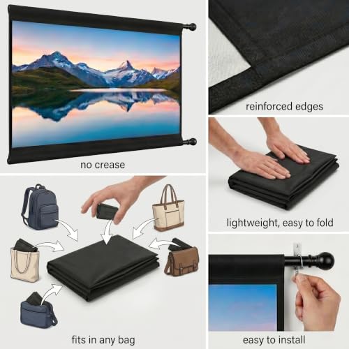 Image of TONZO Portable Fabric Projector Screen (Anti-Light) (Anti-Crease) Wrinkle-Free Ratio 120 Inch 4:3 Full HD 4k 3D Supported for Home Cinema, Theater, Indoor, Outdoor Movie-(5 Ft, (H) x 9Ft (W))