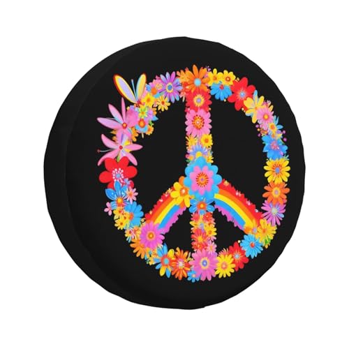 Image of IBILIU Pink Flamingo Spare Tire Cover,Bird Palm Trees Sunset Animal Tire Cover Wheel Protectors Weatherproof Universal Fit for Cars Trailer RV SUV Camper Truck - 15 Inch