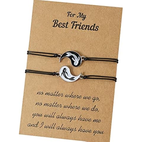 Best Friend Bff Bracelet Yin and Yang Adjustable Bracelet Ethnic Dripping Oil Tai Chi Bagua Fish Friendship Couple Bracelet Hand Woven Jewelry for friends Cover