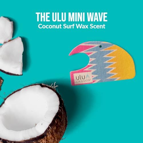Image of ulu Lagoon Hanging Car Air Freshener | Tropical Beach Coconut Surf Wax Scent Mini Wave | Long Lasting Car Freshener, Closet and Beyond | Made In USA | 3 Pack (80'S)
