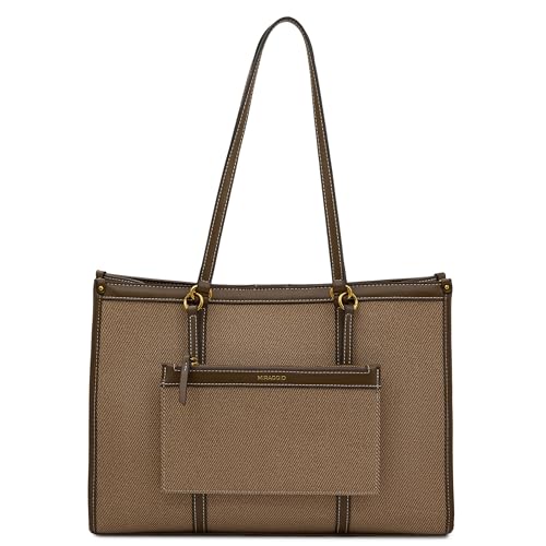 Image of Miraggio Women's Caitleen Solid 14 Inch Tote Bag With 3 Compartments | Tote Bags For Women Office Use Work & Travel Handbag