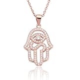 Anhänger 30x18mm Karisma Damen Silber 925 Roségold Anhänger Fatima Hand Hamsa Nazar Auge Collier Kette Verlängerung 5cm