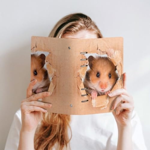 Carnet de notes A5 rechargeable en cuir Funny Hamster à 6 anneaux