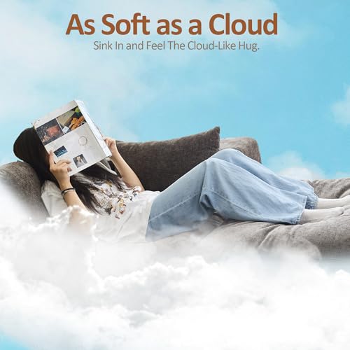 Image of WUTUTUEE 33.5'' Cloud Ottoman for Modular Sofa, Comfy Chenille Upholstered Footrest with Memory Foam, Fully Compressed Packaging, Oversized Ottoman Bench for Living Room or Small Space, Blue