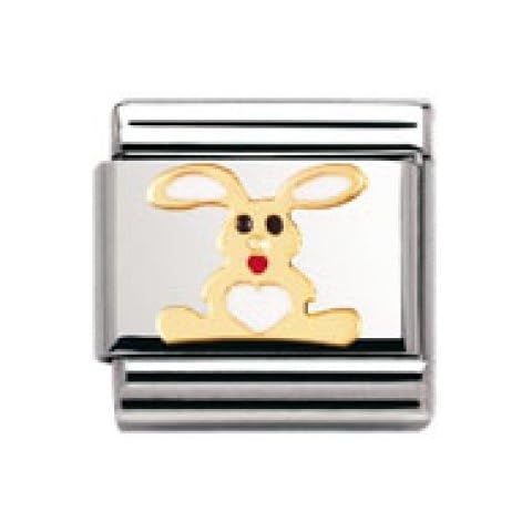 Nomination Composable Classic Land Animals Rabbit Stainless Steel, Enamel and 18K Gold Cover