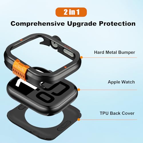 Coque Apple Watch 46mm étui de protection robuste iWatch noir - 2