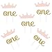 Produktbild YeahiBaby Papier Rosa Kronen und 20 Stück Glittle Gold One Cake Top 1. Ersten Geburtstagskuchen Topper 20pcs