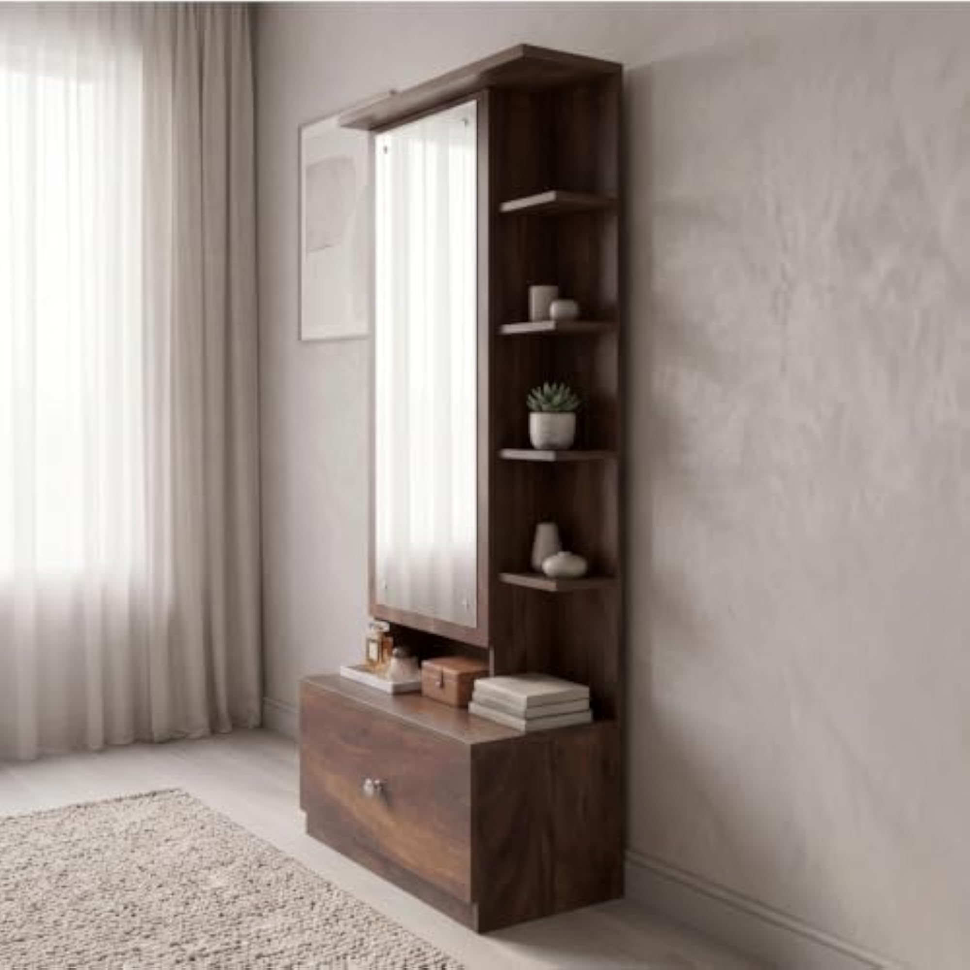 Furniture Rainforest Brown Dressing Table with Mirror