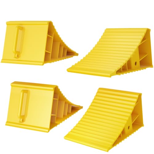Image of 4Pack Wheel Chocks for RV Trailer Non Slip Heavy Duty Yellow