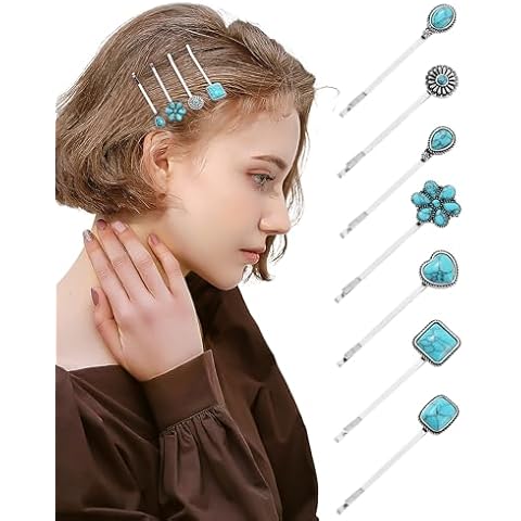 Molans 7PCS Hair Pins for Women - Western Hair Accessories Turquoise Hair clips Decorative Bobby Pins for Women's Hair Cover