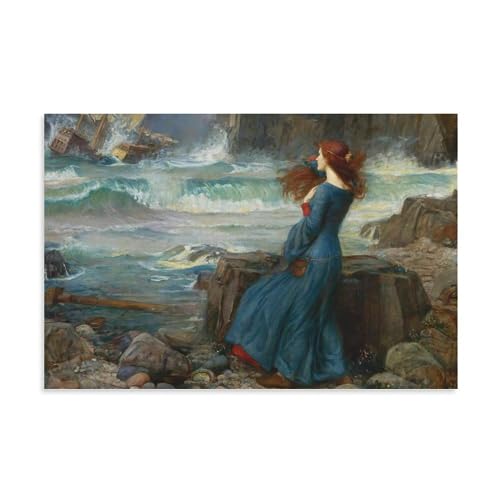 Toile d'art Miranda de Waterhouse : chef-d'œuvre mural de salon 60x90