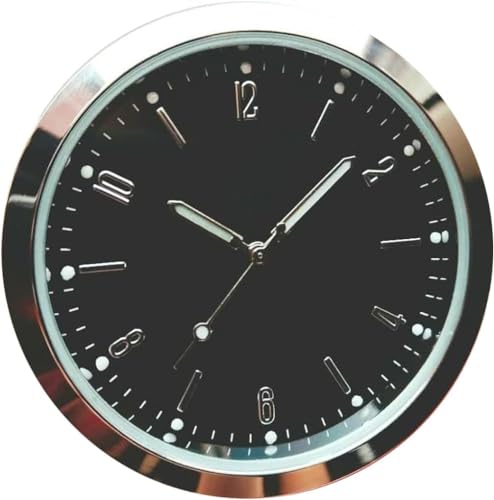 Ziuuihu 多機能 蛍光 カーダッシュボード時計車ミニオートクロックカークロックリフィットインテリア明るいクォーツアナログウォッチ装飾品付き装飾品クール装飾 車の時計の文字盤発光車の電子時計の装飾品ミニポータブル小型車 (Silver 銀)