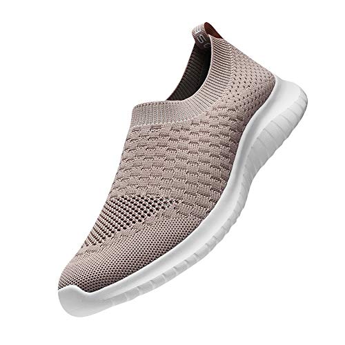 TIOSEBON Women's Walking Shoes Lightweight Breathable Yoga Travel Sneakers 12 US Apricot