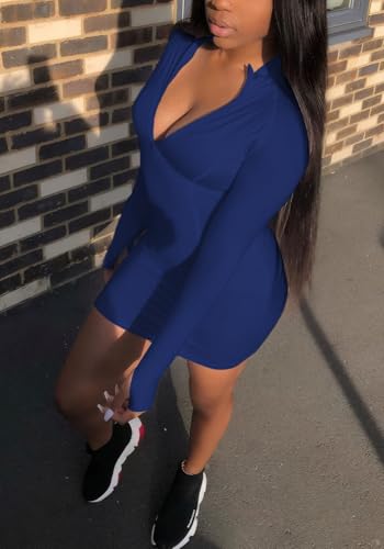 Image of Front Zipper Bodycon Dress Party Long-Sleeve Club Dresses