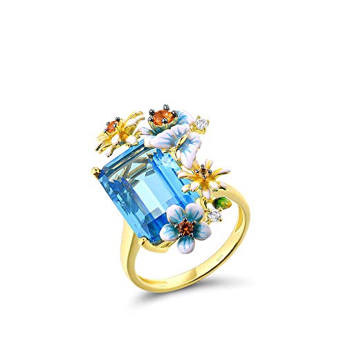 Bagues en sterling 925 EKSED avec fleur délicate pour soirée chic
