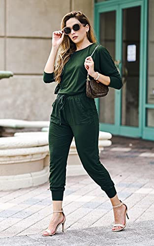 Image of PRETTYGARDEN Women's Two Piece Outfit Long Sleeve Crewneck Pullover Tops And Long Pants Tracksuit | Long Sleeve Shirts, Jogger Pants Pockets, Matching Track Suits, Fall Spring Comfy Clothes for Casual Outing, Cruise, Airport