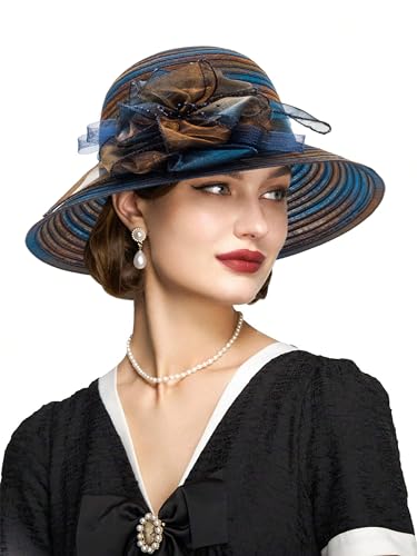 Robe d'église Derby sublimée par un chapeau bibi en organza chic