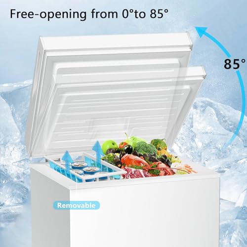 image for R.W.FLAME Chest Freezer 2.8 Cubic Feet, Deep Freezer with Basket Adjus