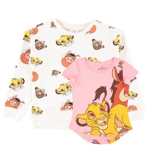 Image of Disney Girls Sweatshirt & T-Shirt Set - Minnie Mouse & Lion King Clothing Set- Sizes 4-16