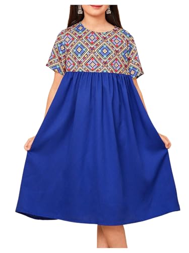 Girl's Boho Graphic Tshirt Dress Short Sleeve Crew Neck Summer Dresses