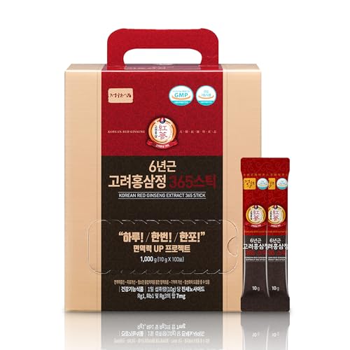 JUNGWONSAM 6-Year Korean Red Ginseng 365 | 100 Sticks | Vegan | 7mg Ginsenosides Per Stick | 100-Day Supply