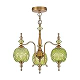 TLOLGT Vintage Green Pendant Lighting Fixtures,Victorian 3-Light Chandeliers for Kitchen Bedroom Living Room Dining Room Hallway